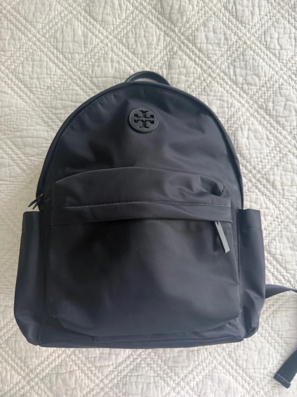 Tory Burch Ella Backpack Black Nylon Logo Backpack